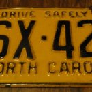 1962 SX 42 North Carolina license plate
