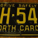 1961 EH 548 North Carolina license plate