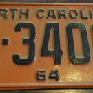 1964 A 3406 North Carolina license plate