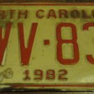 1982 YWV 830 North Carolina license plate with February 1987 stickers
