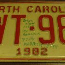 1982 YWT 983 North Carolina license plate with January 1988 stickers