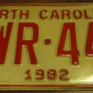 1982 YWR 440 North Carolina license plate with March 1988 stickers