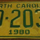 1980 BD 2031 North Carolina license plate