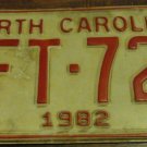 1982 ZFT 728 North Carolina license plate with 1983 sticker
