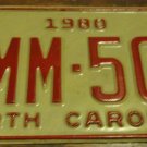 1980 WMM 501 North Carolina license plate with 1988 1989 stickers