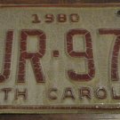 1980 WJR 970 North Carolina license plate with September 1988 stickers