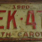 1980 VEK 477 North Carolina license plate