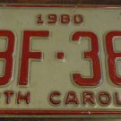 1980 VBF 385 North Carolina license plate with June 1986 stickers