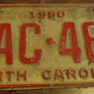 1980 VAC 486 North Carolina license plate with June 1986 stickers