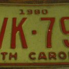 1980 TVK 795 North Carolina license plate