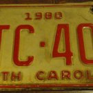1980 TTC 400 North Carolina license plate with June 1981 stickers