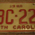 1980 TBC 227 North Carolina license plate with March 1983 stickers