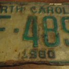 1980 BF 4893 North Carolina license plate