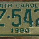 1980 AZ 5423 North Carolina license plate