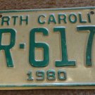 1980 AR 6177 North Carolina license plate