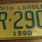 1980 AR 2905 North Carolina license plate