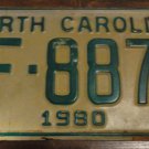 1980 AF 8873 North Carolina license plate