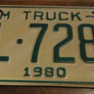 1980 FL 7284 North Carolina farm truck license plate