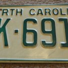 NOS 1978 BK 6919 North Carolina license plate new old stock