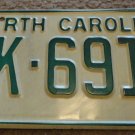 NOS 1978 BK 6918 North Carolina license plate new old stock