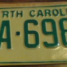 NOS 1978 AA 6986 North Carolina license plate new old stock