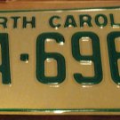 NOS 1978 AA 6962 North Carolina license plate new old stock