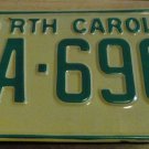 NOS 1978 AA 6907 North Carolina license plate new old stock
