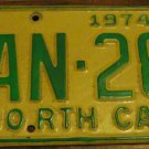 1974 AN 2851 North Carolina license plate