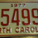 NOS 1977 C 54993 North Carolina license plate new old stock
