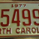 NOS 1977 C 54990 North Carolina license plate new old stock