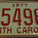 NOS 1977 C 54985 North Carolina license plate new old stock