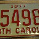 NOS 1977 C 54982 North Carolina license plate new old stock