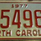 NOS 1977 C 54968 North Carolina license plate new old stock