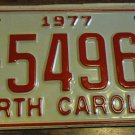 NOS 1977 C 54967 North Carolina license plate new old stock