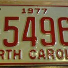 NOS 1977 C 54966 North Carolina license plate new old stock