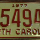 NOS 1977 C 54943 North Carolina license plate new old stock