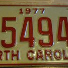 NOS 1977 C 54942 North Carolina license plate new old stock