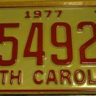 NOS 1977 C 54929 North Carolina license plate new old stock