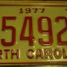 NOS 1977 C 54927 North Carolina license plate new old stock