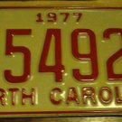 NOS 1977 C 54925 North Carolina license plate new old stock
