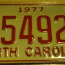 NOS 1977 C 54922 North Carolina license plate new old stock