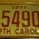 NOS 1977 C 54905 North Carolina license plate new old stock