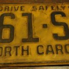 1962 161 SL North Carolina license plate