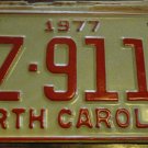 NOS 1977 AZ 9113 North Carolina license plate new old stock