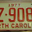 NOS 1977 AZ 9087 North Carolina license plate new old stock
