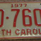 1977 BD 7601 North Carolina license plate