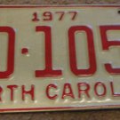 1977 BD 1051 North Carolina license plate