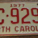 1977 BC 9291 North Carolina license plate