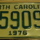 NOS 1976 E 59093 North Carolina license plate new old stock