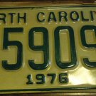 NOS 1976 E 59090 North Carolina license plate new old stock